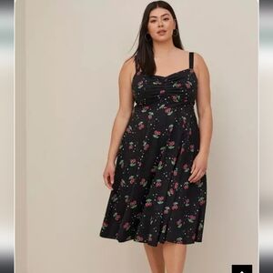 Torrid Retro Chic Cherry Poplin Midi Dress